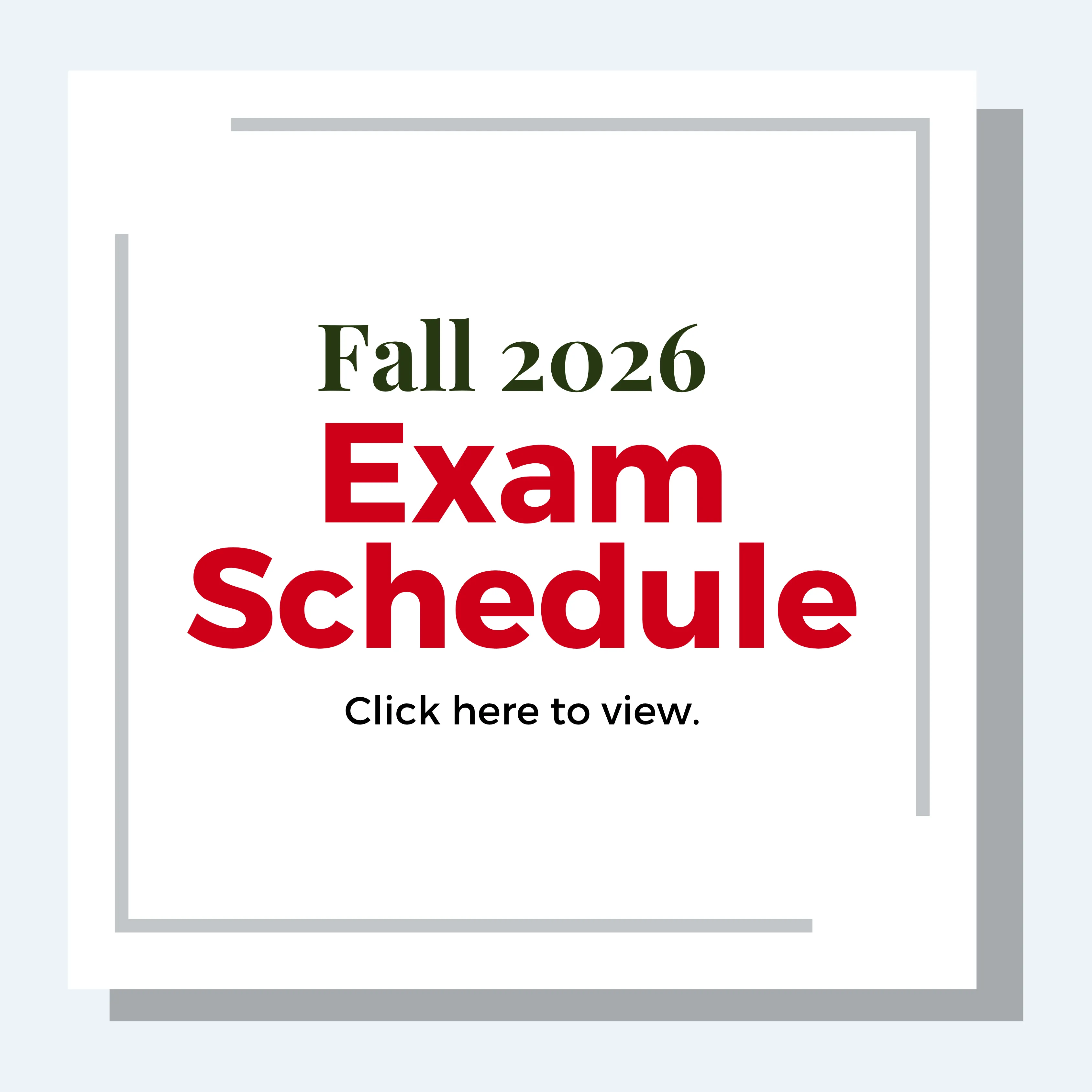 Spring 2026 exam schedule